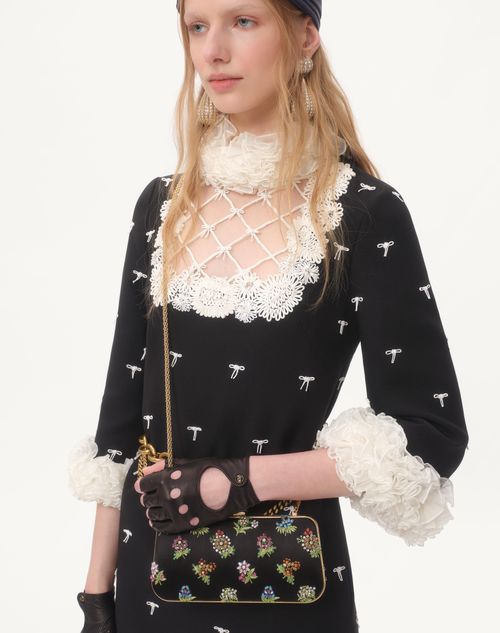 Valentino VESTIDO DE CREPE COUTURE CORTO Y BORDADO