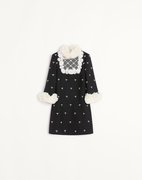 Valentino VESTIDO DE CREPE COUTURE CORTO Y BORDADO