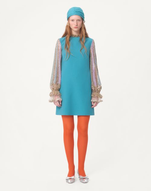 Valentino VESTIDO DE CREPE COUTURE CORTO Y BORDADO