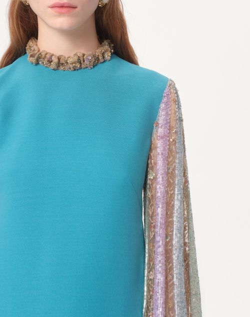 Valentino VESTIDO DE CREPE COUTURE CORTO Y BORDADO