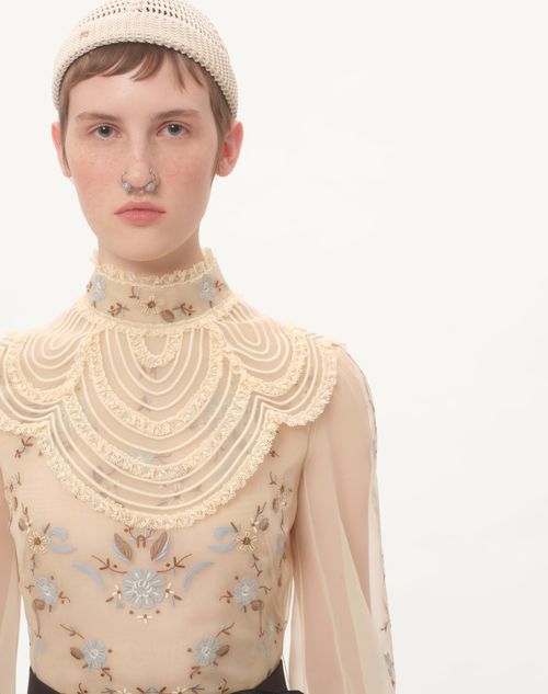 Valentino VESTIDO LARGO BORDADO DE ORGANZA