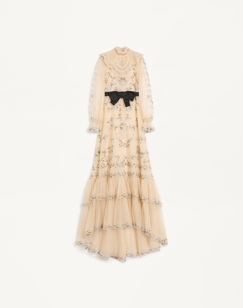 Valentino VESTIDO LARGO BORDADO DE ORGANZA