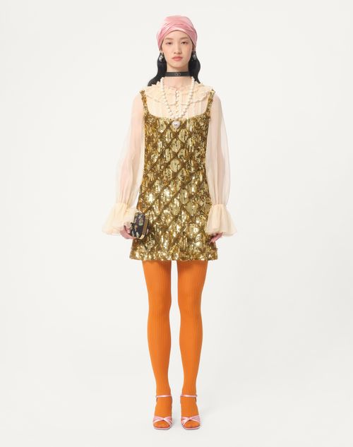 Valentino VESTIDO TULLE ILLUSIONE CORTO Y BORDADO