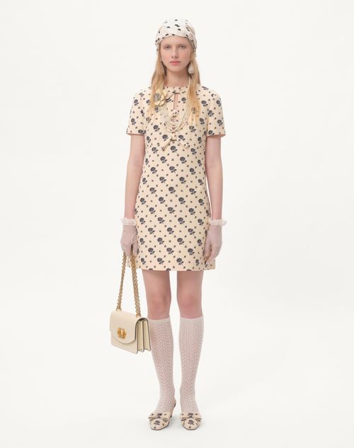 Valentino VESTIDO CORTO DE CREPE COUTURE FIORELLINO BLU PAPIER FLORAL