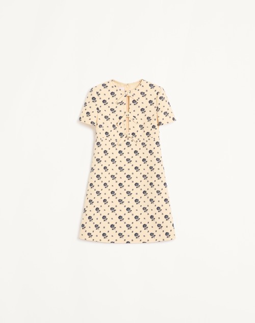 Valentino VESTIDO CORTO DE CREPE COUTURE FIORELLINO BLU PAPIER FLORAL
