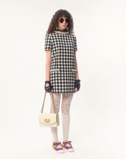 Valentino VESTIDO CORTO DE DAMIER LIGHT TWEED BORDADO