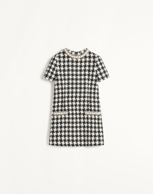 Valentino VESTIDO CORTO DE DAMIER LIGHT TWEED BORDADO