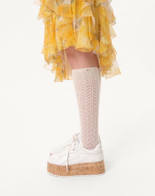 Valentino VESTIDO DE CHIFFON ROSE GIALLE PAPIER FLORAL