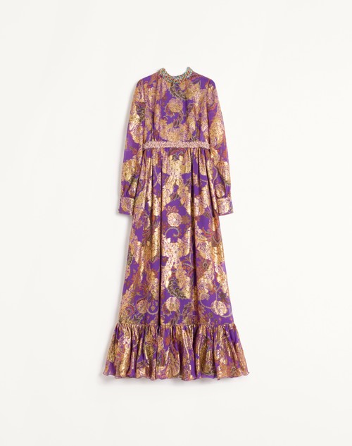 Valentino VESTIDO LARGO DE FIL COUPE' LAME' CACHEMIRE APRES L'HIVER CON BORDADO