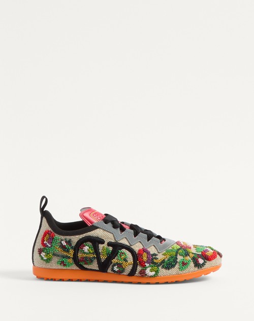 Valentino ZAPATILLA CHROMATHON DE LONA CON BORDADO FLORAL