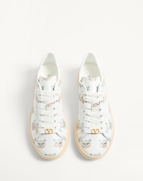 Valentino ZAPATILLA ROYCO DE CUERO NAPA DE BECERRO CON MOTIVO LE CHAT DE LA MAISON