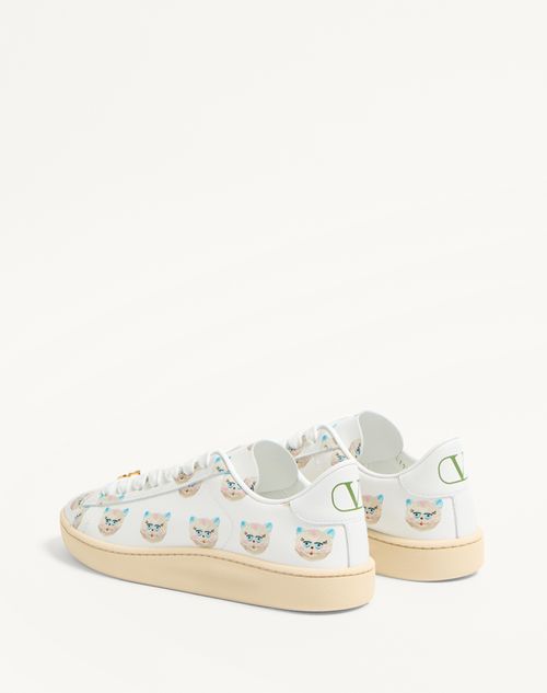 Valentino ZAPATILLA ROYCO DE CUERO NAPA DE BECERRO CON MOTIVO LE CHAT DE LA MAISON