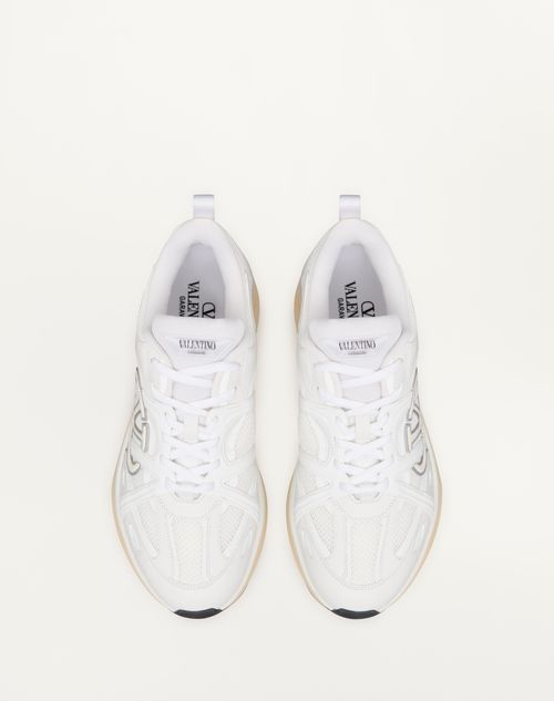 Valentino ZAPATILLA VLOGO EASYJOG DE CAÑA BAJA DE CUERO DE BECERRO Y TELA