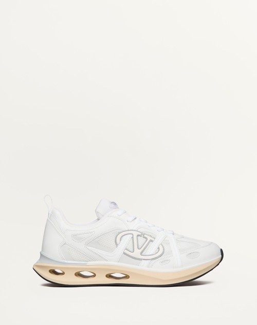 Valentino ZAPATILLA VLOGO EASYJOG DE CAÑA BAJA DE CUERO DE BECERRO Y TELA