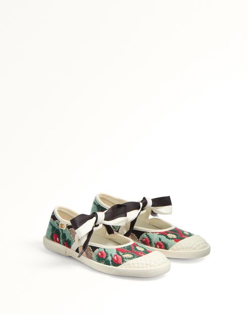 Valentino ZAPATILLAS BALLERINAS BAY BY BAY DE TELA JACQUARD CON BORDADO FLORAL
