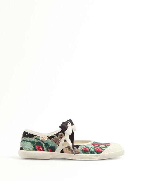 Valentino ZAPATILLAS BALLERINAS BAY BY BAY DE TELA JACQUARD CON BORDADO FLORAL