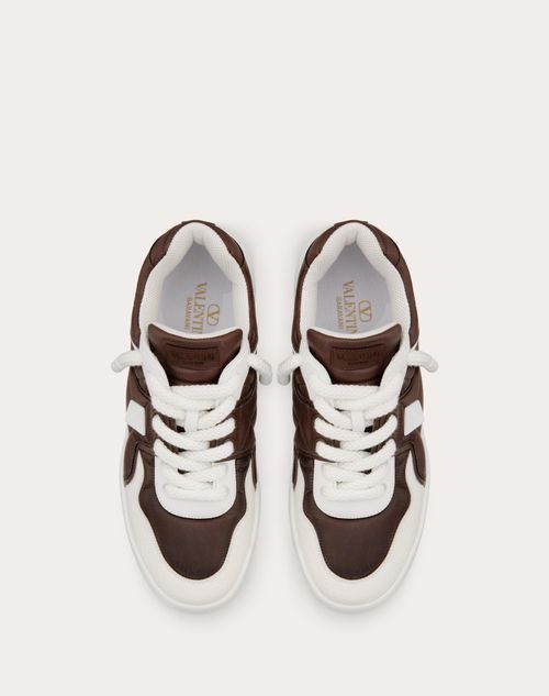 Valentino ZAPATILLAS DEPORTIVAS ONE STUD XL DE CAÑA BAJA HECHAS EN CUERO DE BECERRO Y NAILON BRILLOSO