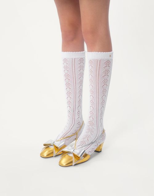 Valentino ZAPATO BOWOW DE CUERO NAPA LAMINADO CON CORREA TRASERA Y TACÓN DE 45 MM