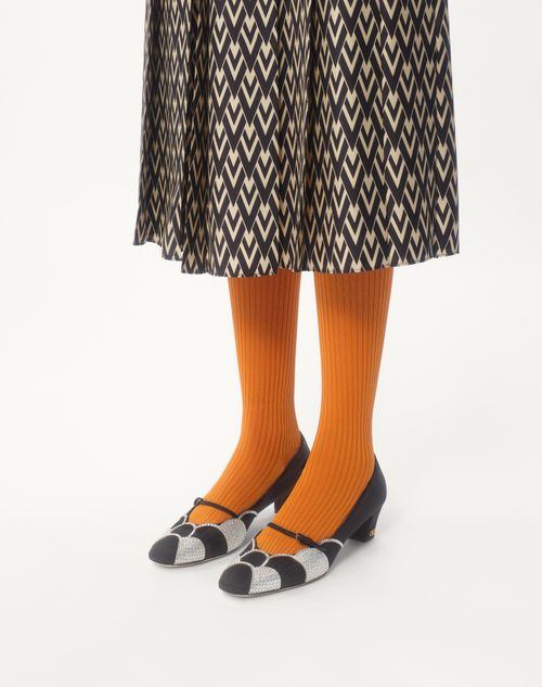 Valentino ZAPATO BOWOW DE MOIRÈ CON CRISTALES Y TACÓN DE 45MM