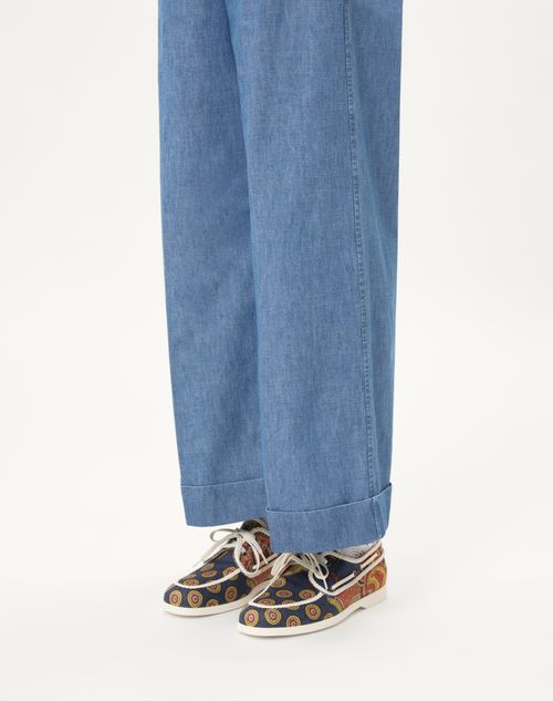 Valentino ZAPATO NÁUTICO PALM AVENUE DE MEZCLILLA VOYAGE IMAGINAIRE Y CUERO NAPA