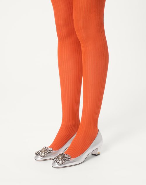 Valentino ZAPATO PRESHOES DE CUERO NAPA LAMINADO CON CRISTALES Y TACÓN DE 45 MM