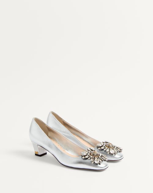 Valentino ZAPATO PRESHOES DE CUERO NAPA LAMINADO CON CRISTALES Y TACÓN DE 45 MM