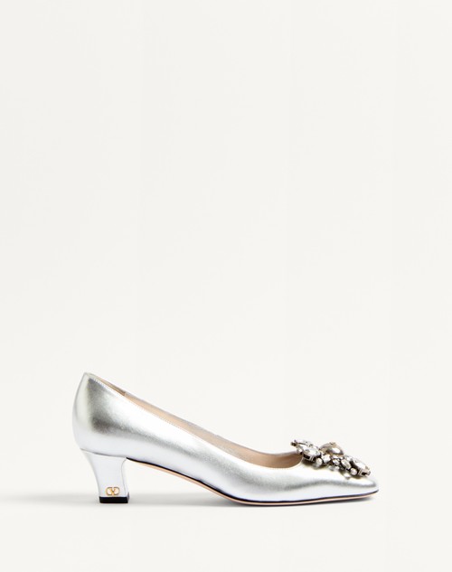 Valentino ZAPATO PRESHOES DE CUERO NAPA LAMINADO CON CRISTALES Y TACÓN DE 45 MM
