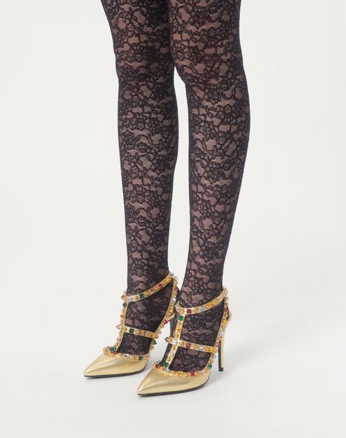 Valentino ZAPATO ROCKSTUD DE CUERO NAPA LAMINADO CON CABUJONES Y CRISTALES Y TACÓN DE 100 MM