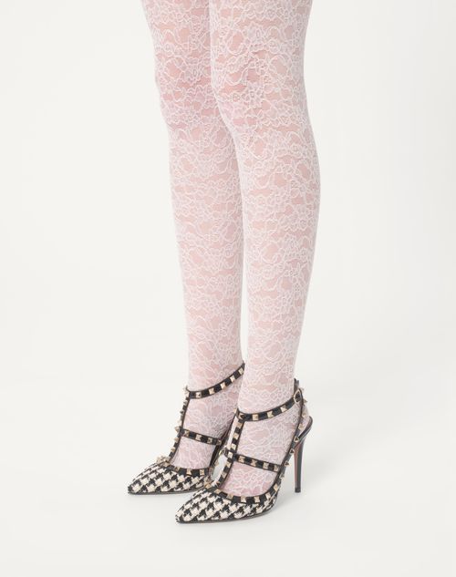 Valentino ZAPATO ROCKSTUD DE TEJIDO PIED-DE-POULE CON TACÓN DE 100 MM