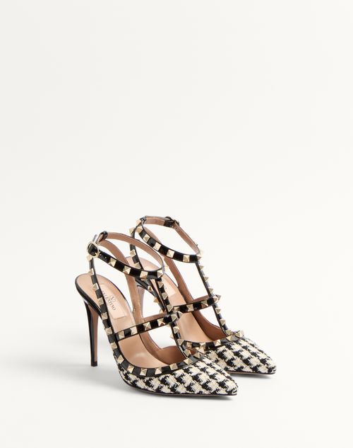 Valentino ZAPATO ROCKSTUD DE TEJIDO PIED-DE-POULE CON TACÓN DE 100 MM
