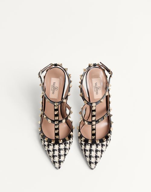 Valentino ZAPATO ROCKSTUD DE TEJIDO PIED-DE-POULE CON TACÓN DE 100 MM