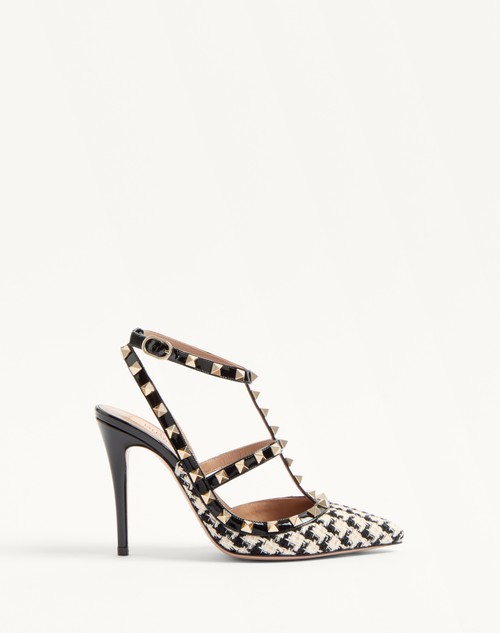 Valentino ZAPATO ROCKSTUD DE TEJIDO PIED-DE-POULE CON TACÓN DE 100 MM