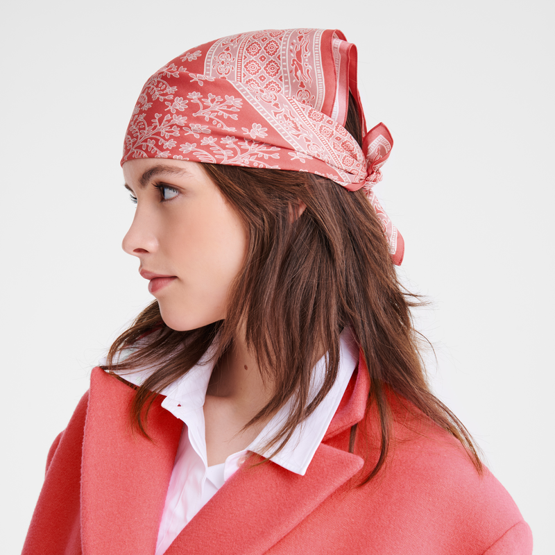 Longchamp Árbol De La Vida Pañuelo De Seda 50 Seda - Tomate