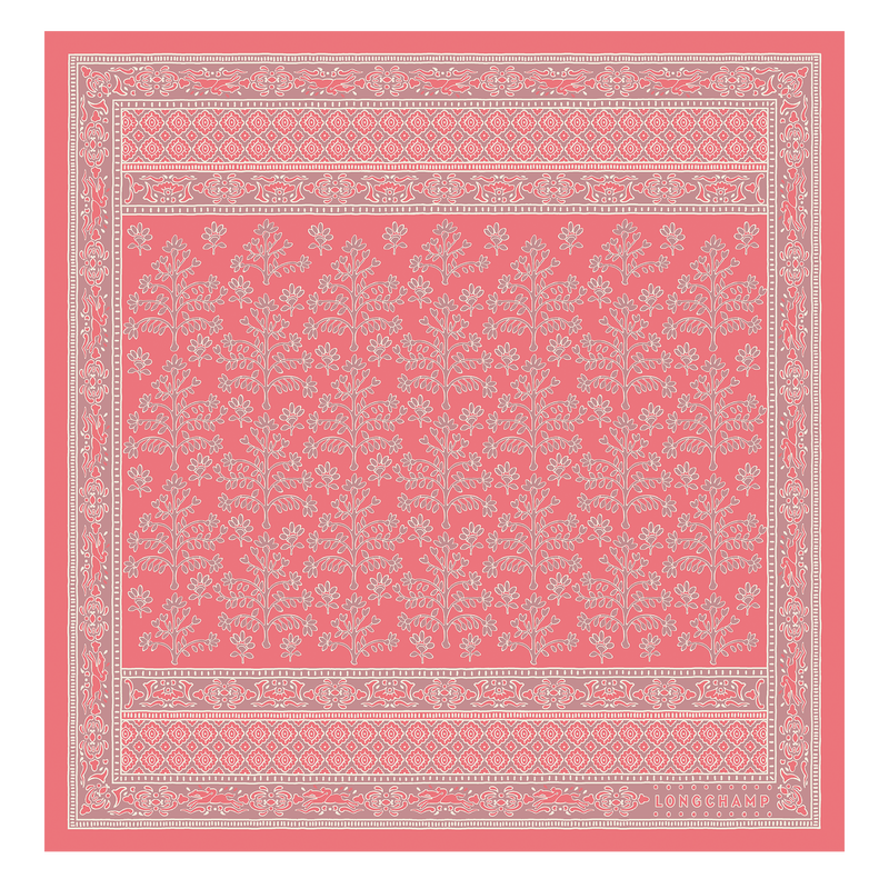 Longchamp Árbol de la vida Pañuelo de seda 50 Seda - Tomate