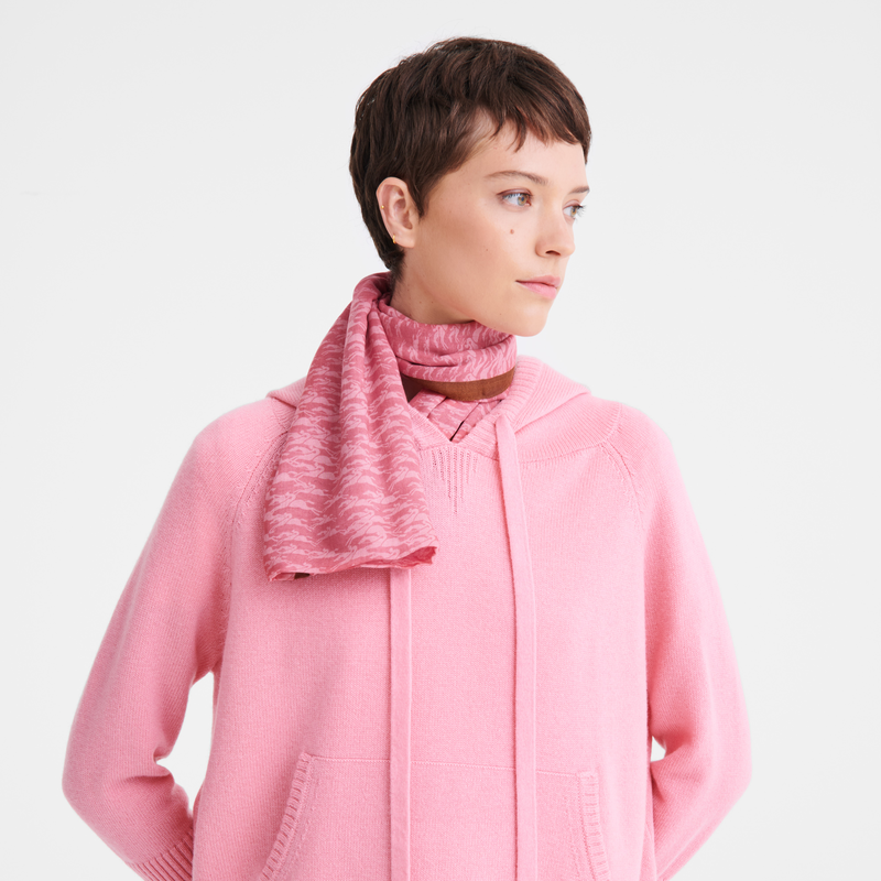 Longchamp Chevaux Estola De Mujer Estampado De Caballos - Malvavisco