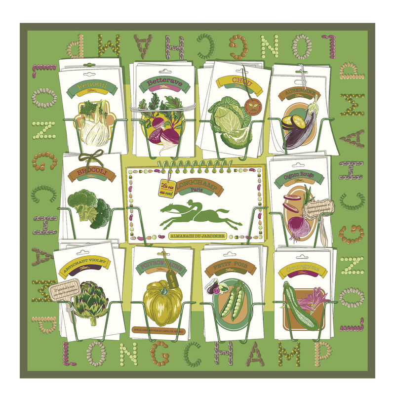 Longchamp En el huerto Pañuelo de seda 70 Seda - Glaciar