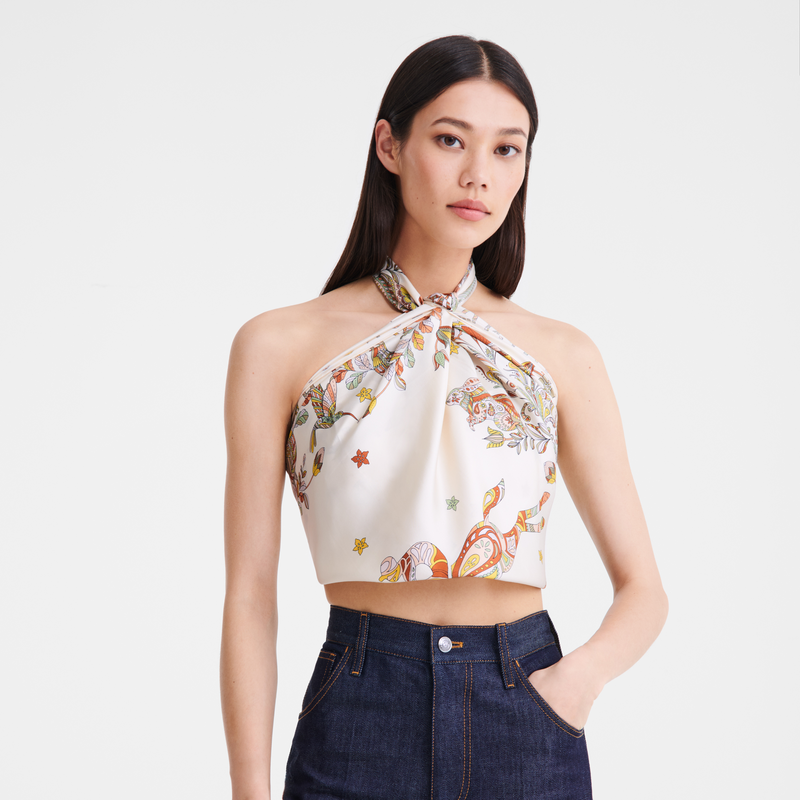 Longchamp Forêt Longchamp Pañuelo De Seda 90 Seda - Crudo