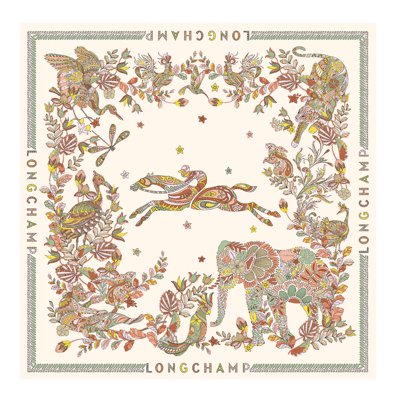 Longchamp Forêt Longchamp Pañuelo de seda 90 Seda - Crudo