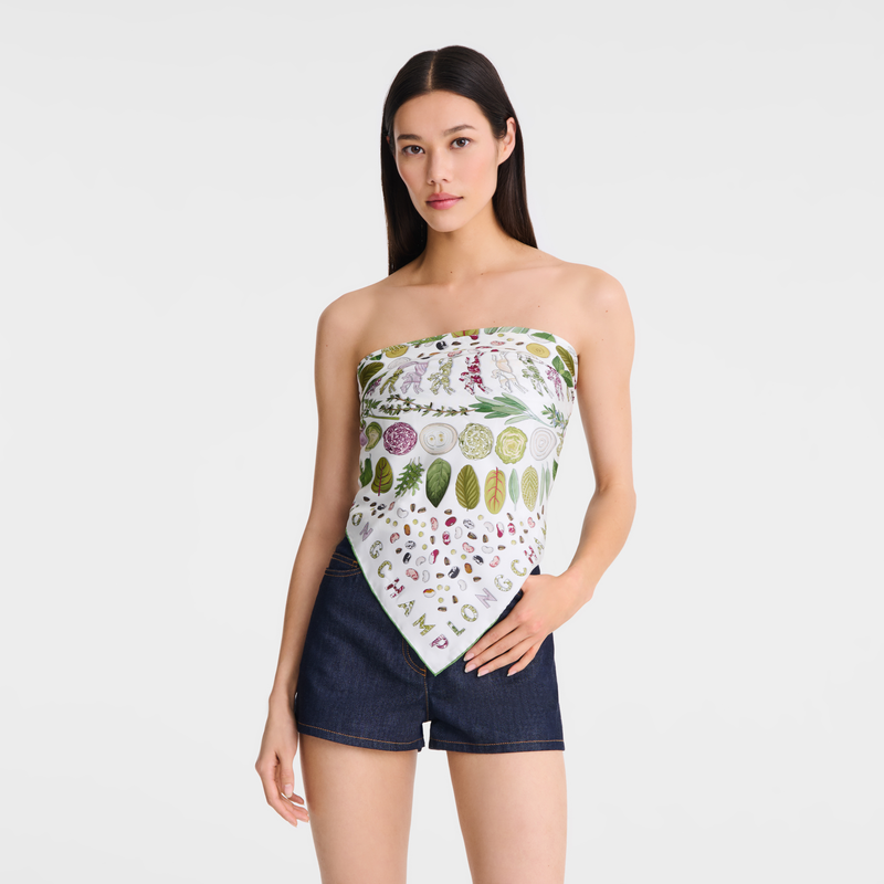 Longchamp Herbario De Longchamp Pañuelo De Seda 90 Seda - Verde