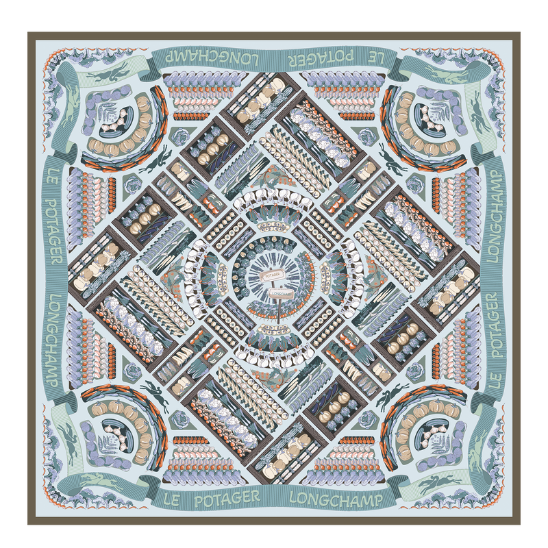 Longchamp Huerto de Longchamp Pañuelo de seda 90 Seda - Azul Marino