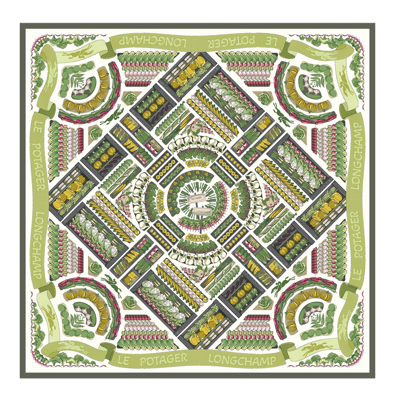 Longchamp Huerto de Longchamp Pañuelo de seda 90 Seda - Caqui