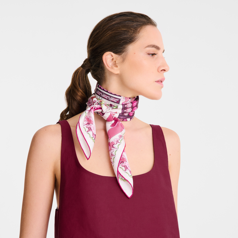 Longchamp Huerto De Longchamp Pañuelo De Seda 90 Seda - Rosa