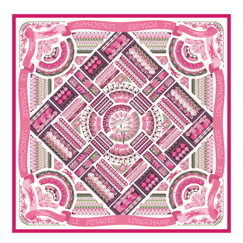 Longchamp Huerto de Longchamp Pañuelo de seda 90 Seda - Rosa