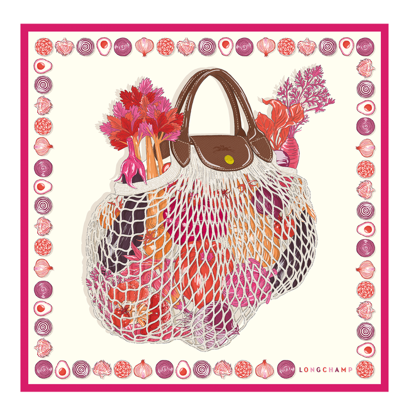 Longchamp La bolsa de malla Gourmet Pañuelo de seda 70 Seda - Rosa