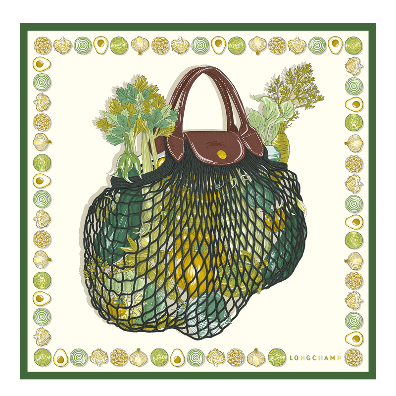 Longchamp La bolsa de malla Gourmet Pañuelo de seda 70 Seda - Glaciar