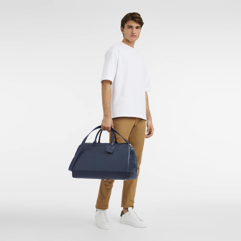 Longchamp Le Foulonné Bolsa De Viaje L Cuero - Azul Oscuro