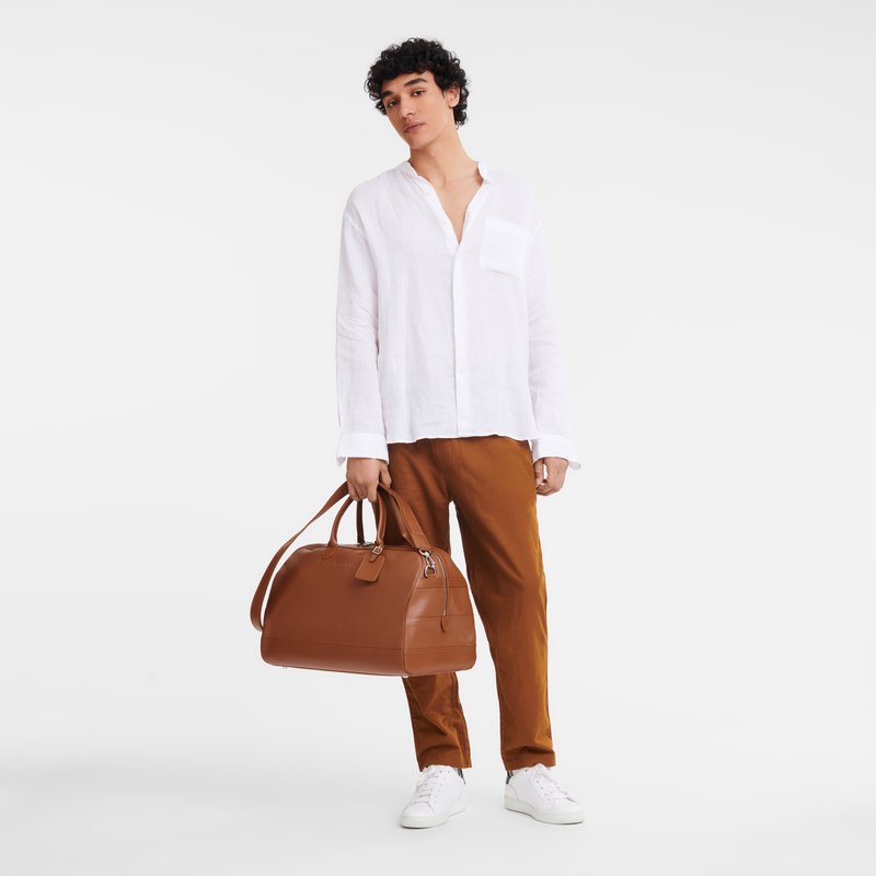 Longchamp Le Foulonné Bolsa De Viaje L Cuero - Caramelo