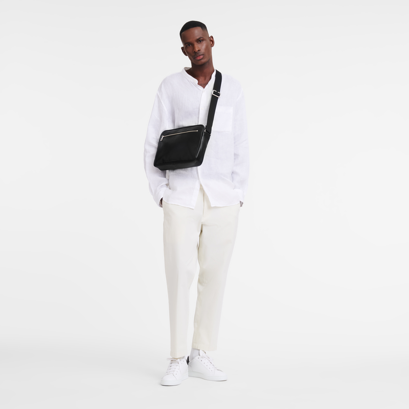 Longchamp Le Foulonné Bolso Bandolera M Cuero - Negro