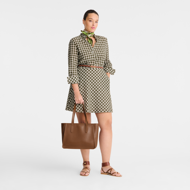 Longchamp Le Foulonné Bolso Shopper L Cuero - Caramelo