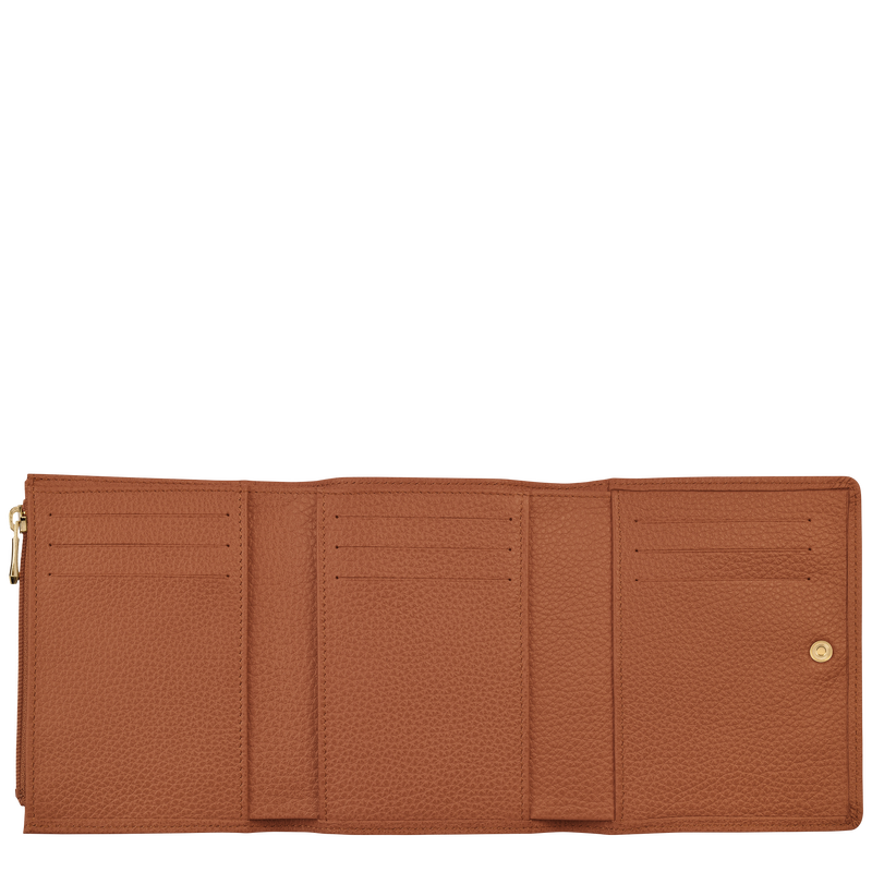 Longchamp Le Foulonné Cartera Compacta Cuero - Caramelo